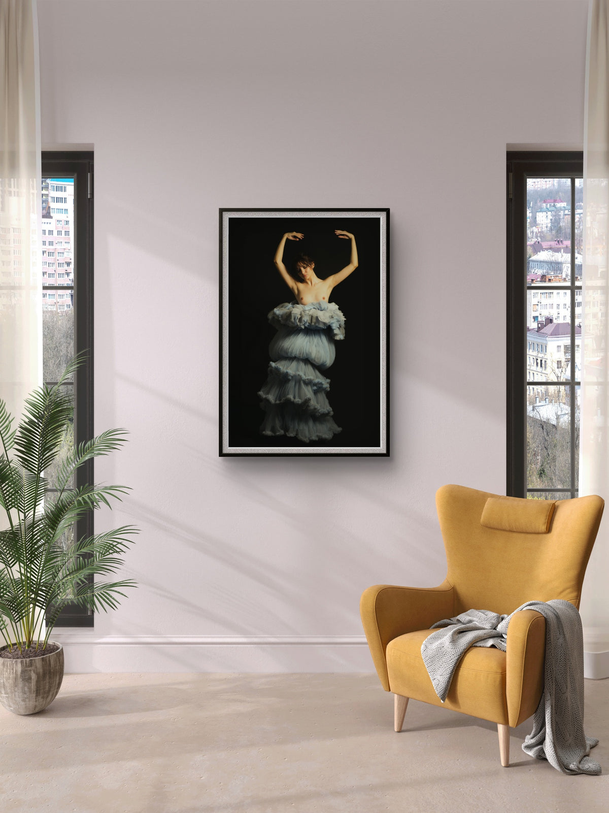 Ghost 2 by Jules Dioquino shown framed in an interior
